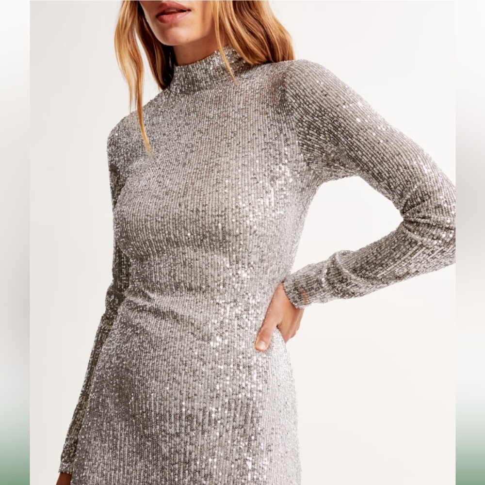 Abercrombie Silver Sequin Mini Dress NWT